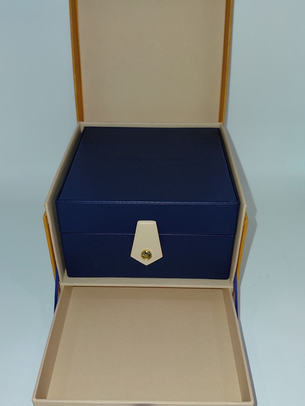 Louis Vuitton Jewelry Storage Box In Signature Orange And Navy Blue GUC!